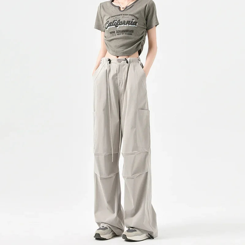 2025 Womens High-Waisted Velcro Cargo Sweatpants  Trendy & Comfortable Streetwear!