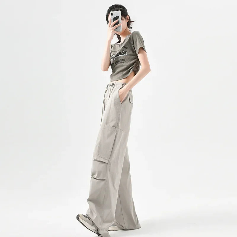 2025 Womens High-Waisted Velcro Cargo Sweatpants  Trendy & Comfortable Streetwear!